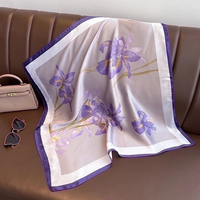Silk Scarf Women's Elegant Small Square Scarf Decoration 70 Professional Small Square Scarf  New Autumn And Winter Warm Scarf French Hair Band