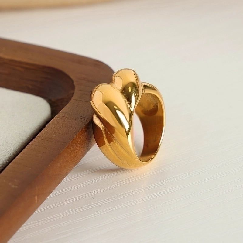 Casual Minimalist Solid Color Titanium Steel 18K Gold Plated Plating Rings