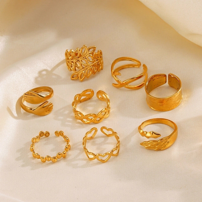 Minimalist Hand Heart Shape 304 Stainless Steel Plating Open Rings