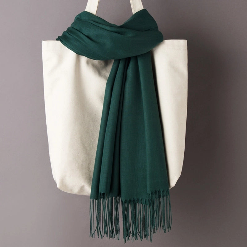 Thin Cashmere Scarf Solid Color Tassel Shawl LOGO Gift Scarf Factory Direct