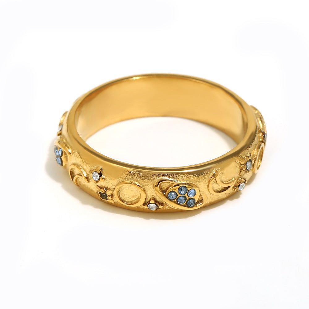 Ins Fashion Niche Advanced Versatile Ring Bracelet Stainless Steel 18K Gold Plated Tarot Earrings Female
