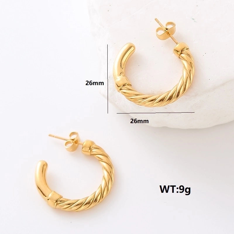 1 Pair Minimalist Commute Solid Color Plating 304 Stainless Steel 18K Gold Plated Ear Studs