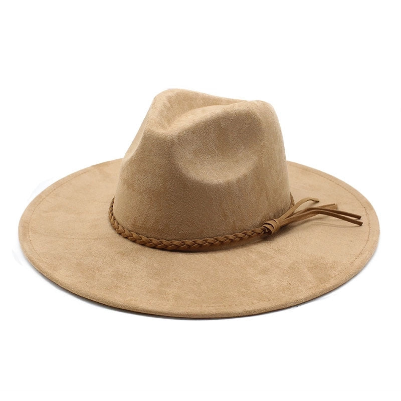 New Suede Top Hat Men And Women Couple Big Brim Hat Peach Heart Top Gentleman's Hat