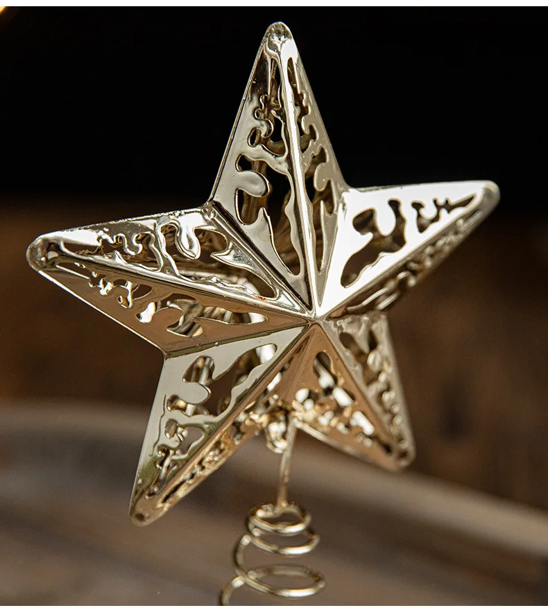 3D Hollow Gold Metal Star Topper Christmas Tree Topper Star Treetop Decoration for Christmas Home Decoration