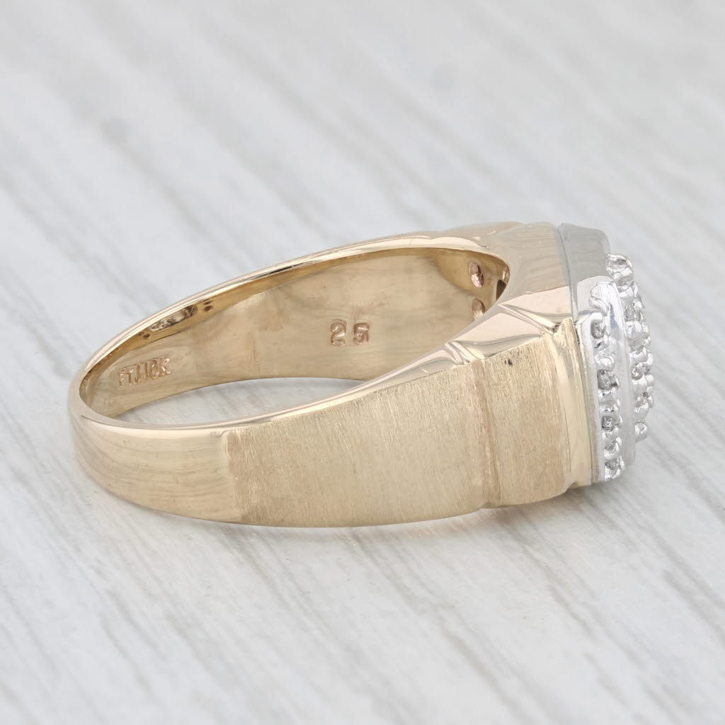 0.18ctw Diamond Cluster Ring 10k Yellow Gold Size 10 Men's