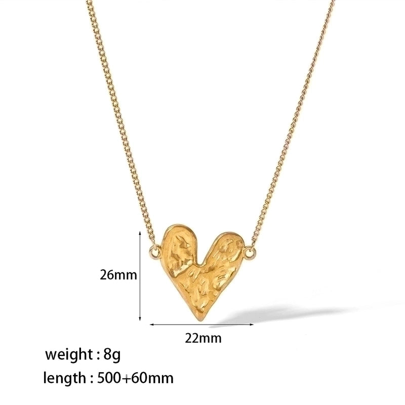 Elegant Minimalist Heart Shape Stainless Steel Plating 18k Gold Plated Rings Necklace