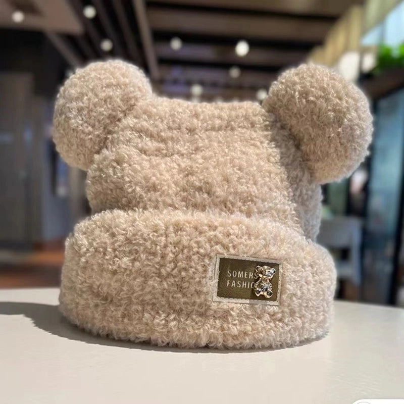 Women's Cartoon Style Cute Minimalist Solid Color Eaveless Wool Cap