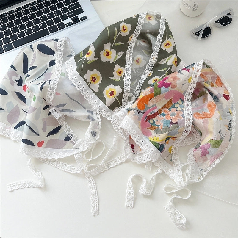 Women's Cute Sweet Lace Cotton And Linen Kerchief