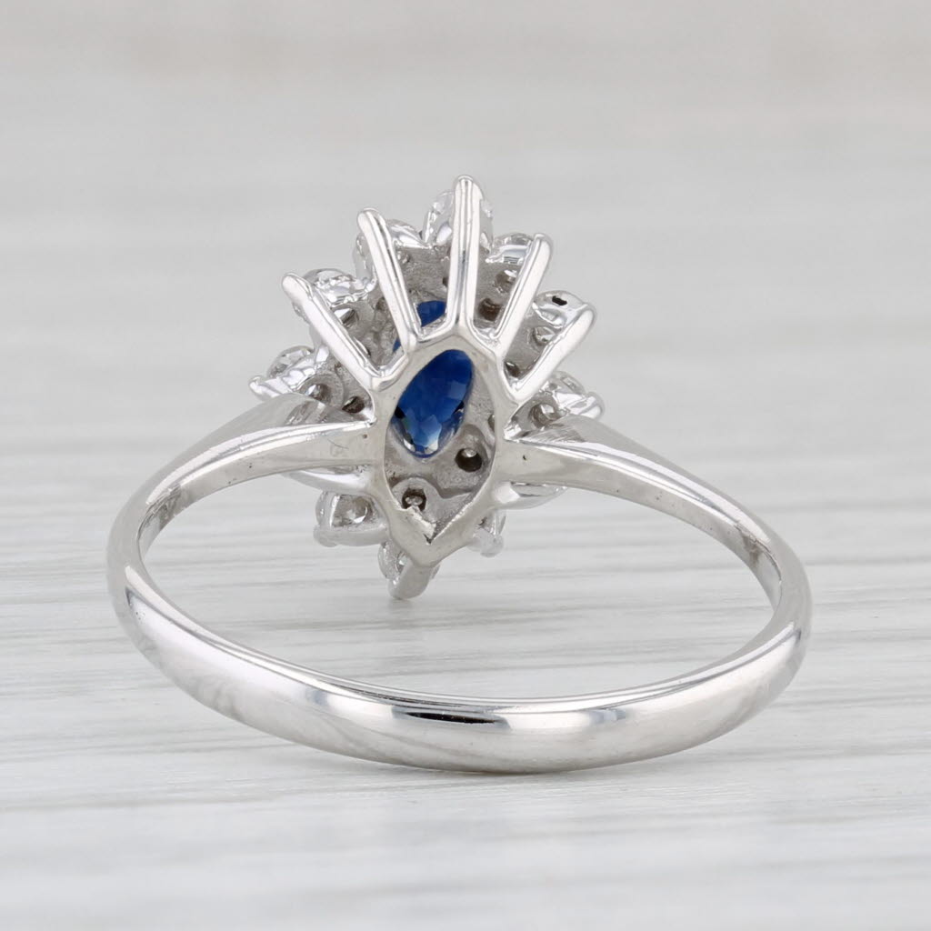 0.80ctw Marquise Blue Sapphire Diamond Halo Ring 14k Gold Size 6.5 Engagement