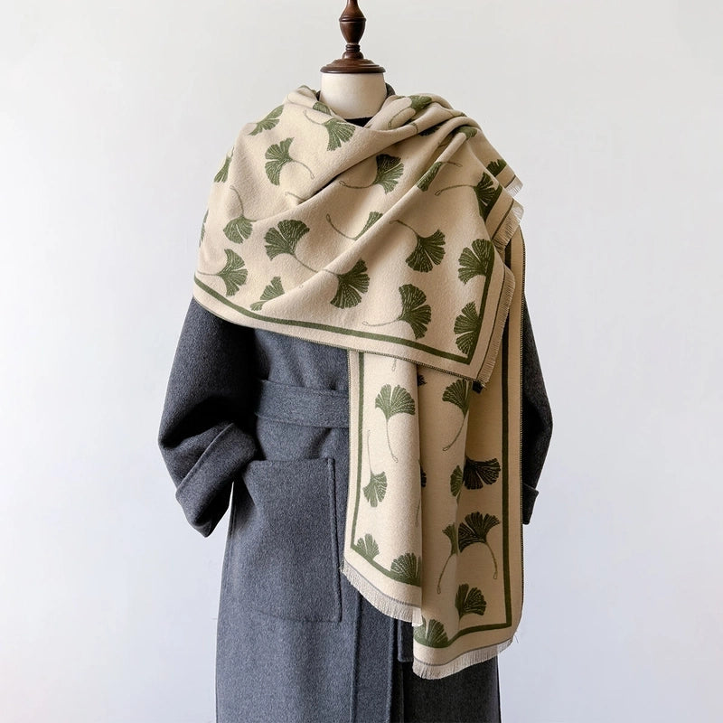 Women's Basic Minimalist Maple Leaf Polyester Scarf