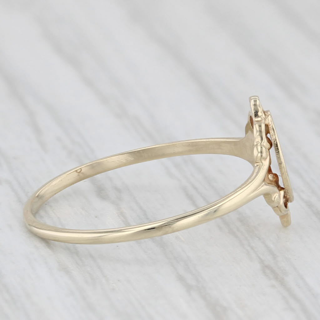 Vintage Engravable Signet Ring 10k Yellow Gold Small Size 4