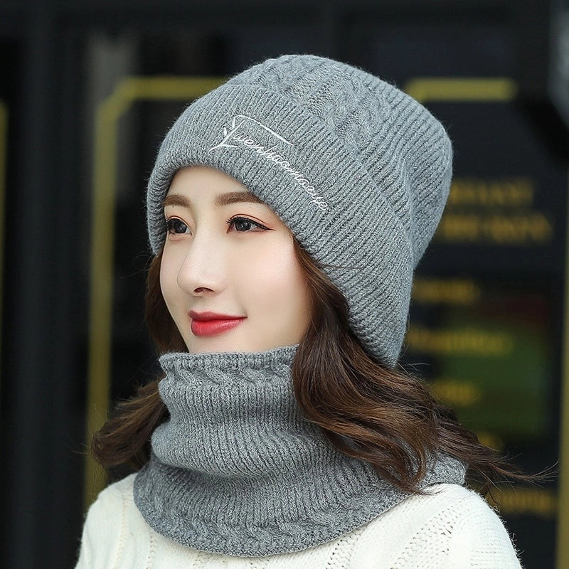 New Hat Women's Hat Warm Fleece-lined Wool Hat Cycling Cold-proof Hat Wind-proof Hat Outdoor Winter Knitted Hat