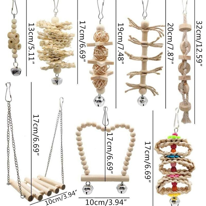 8 Pieces Birds Cage Toy Set