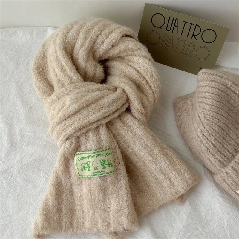 Women's Elegant Solid Color Knit Scarf