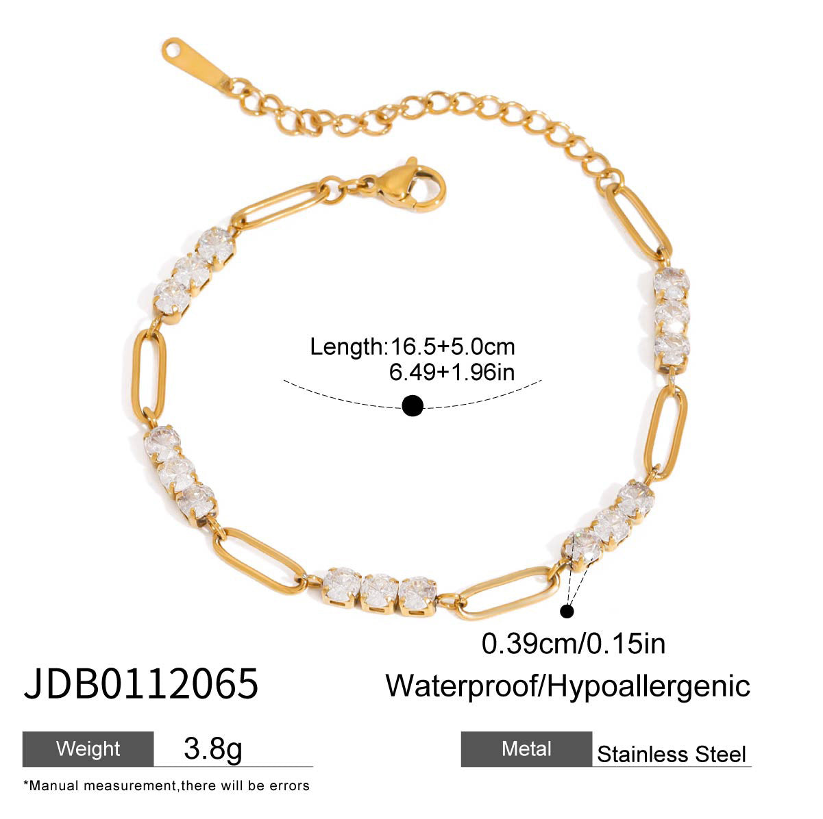 Stainless Steel Full Diamond Tennis Chain Jewelry Women'S Bracelet Stacking Titanium Steel