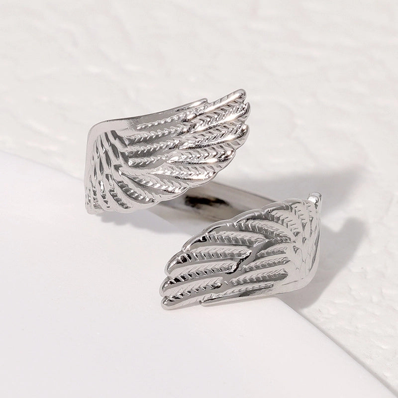 Casual Minimalist Geometric 304 Stainless Steel Hollow Out Inlay Open Rings