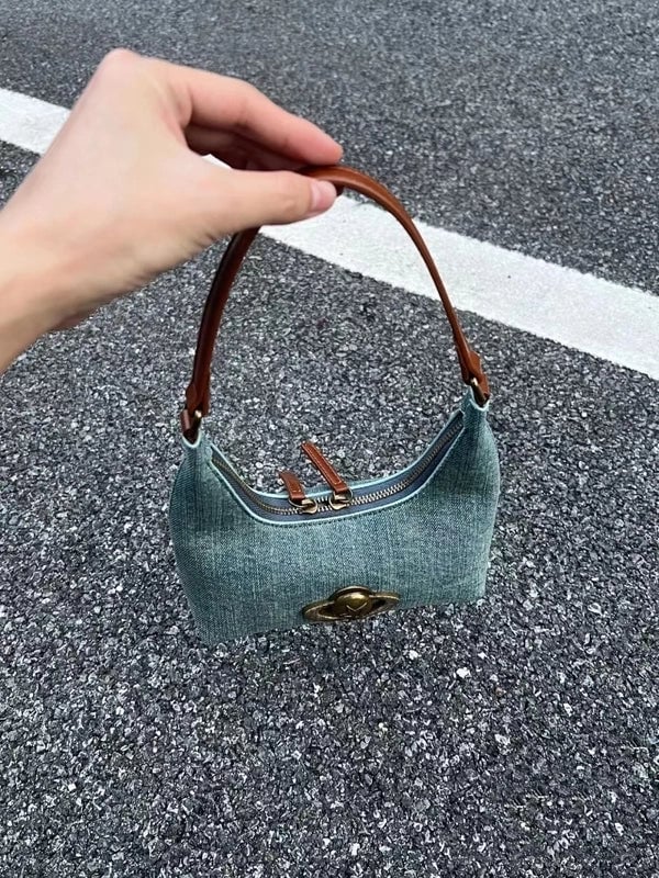 Autumn And Winter New Underarm Bag Planet Shoulder Bag Handbag Niche Denim Underarm Bag