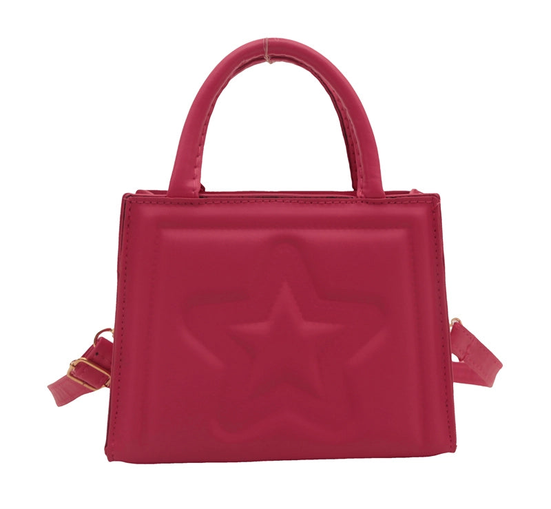 Women's Pu Leather Star Solid Color Streetwear Square Zipper Shoulder Bag Crossbody Bag