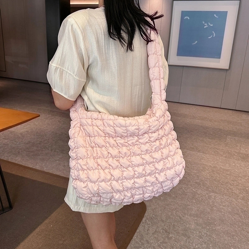Women's Nylon Solid Color Basic Square Zipper Crossbody Bag