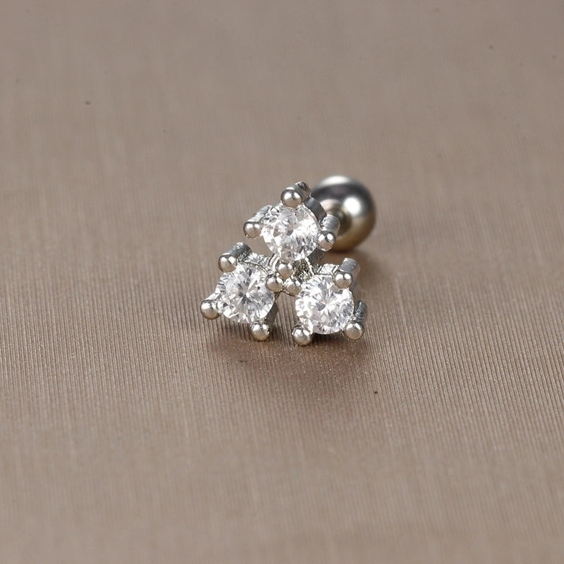1 Piece Sweet Minimalist Flower Plating Inlay Titanium Steel Zircon Ear Studs