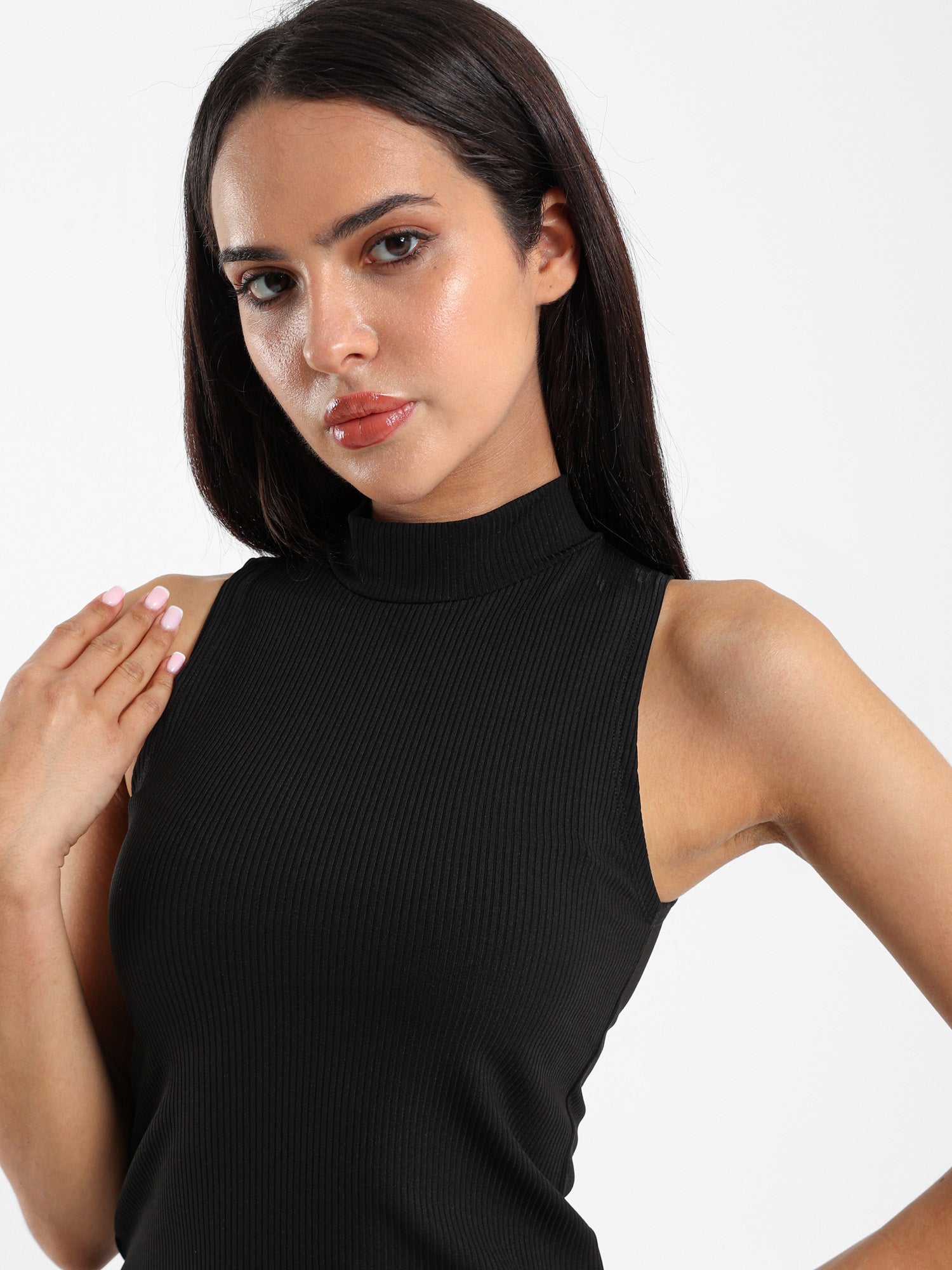 Sleeveless Mock-Neck Top