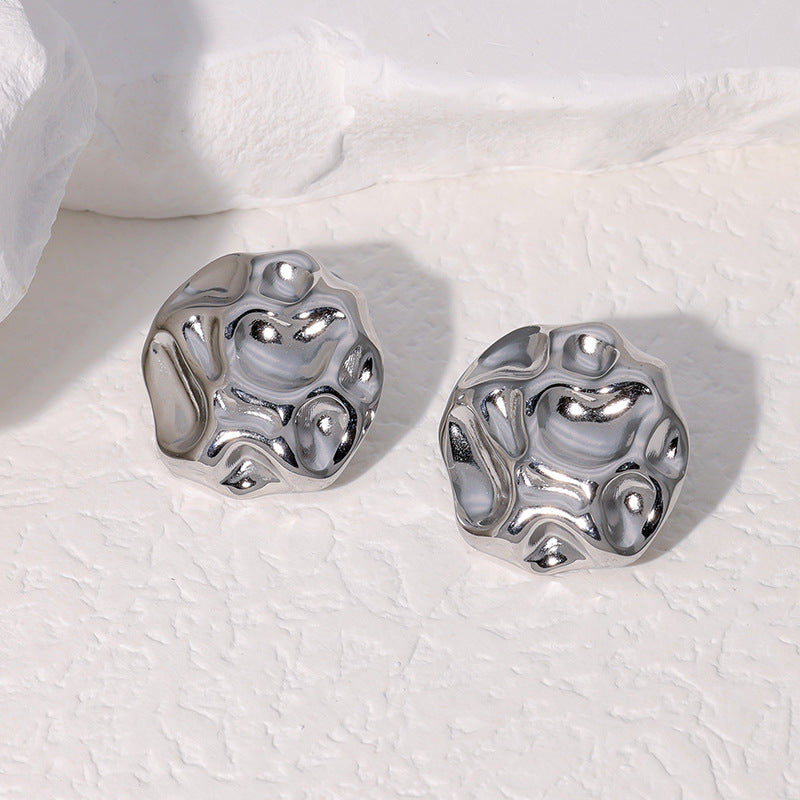 Minimalist Round Geometric Stainless Steel Electroplating Stud Earrings