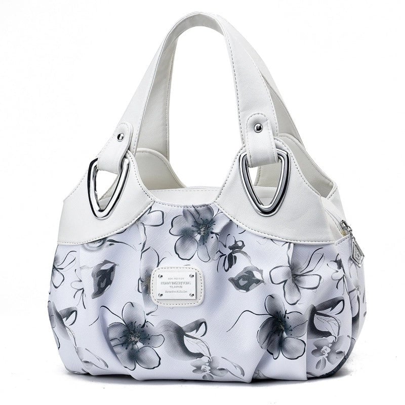 Women's Large Pu Leather Flower Elegant Sewing Thread Dumpling Shape Zipper Cloud Shape Bag