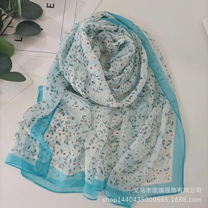 Women's Vacation Color Block Floral Polyester Silk Scarves