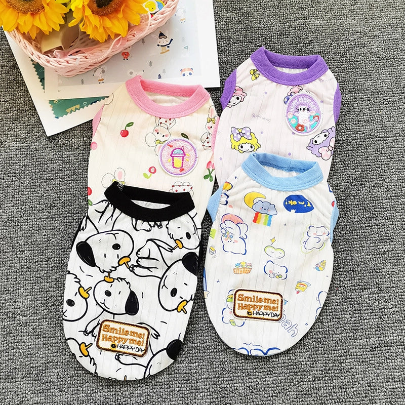 Knitted Pit Cartoon Printed Vest [pet Cute Super Cute Pet Clothing Dog Clothes]]