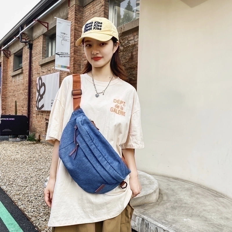 Women's Classic Style Solid Color Denim Waist Bags