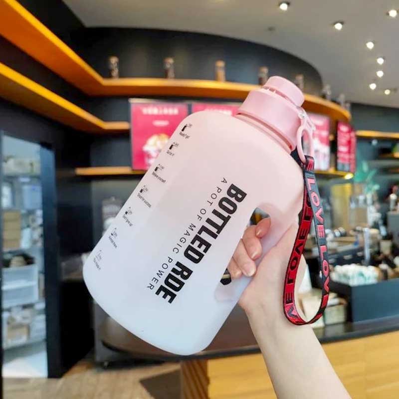 2.2L Large Capacity Travel Motivational Water Bottle With Time Marker