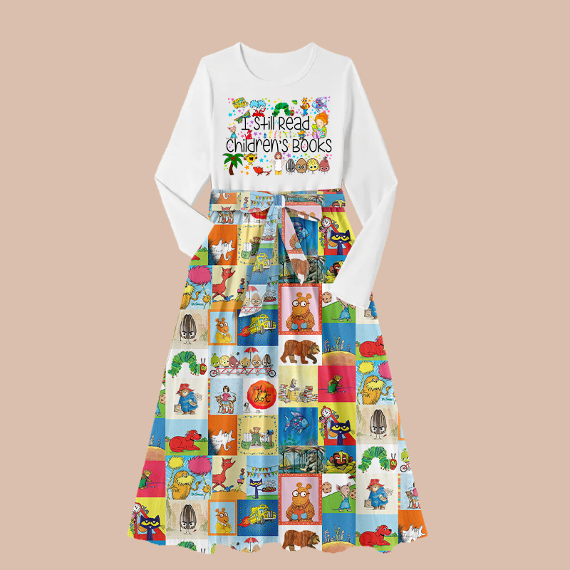 I Still Read Children's Books Teacher Long-Sleeved One Piece Dress