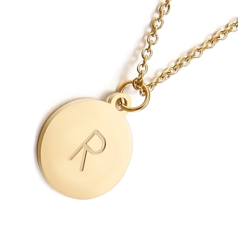 Titanium Steel 18K Gold Plated Minimalist Plating Letter Necklace