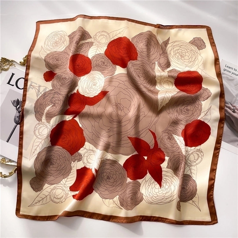 Women's Elegant Minimalist Color Block Polyester Printing Silk Scarf