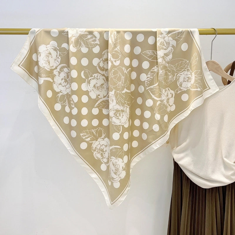 Women's Casual Vacation Polka Dots Silk Polyester Satin Printing And Dyeing Printing Dyeing Silk Scarf