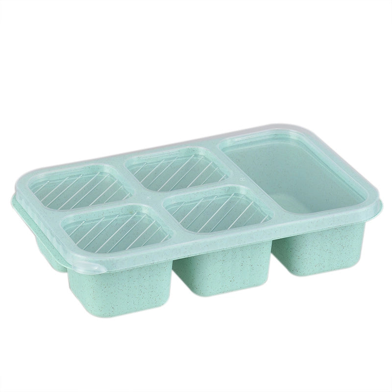 Wheat Straw Lunch Box Lunch Box Five-grid Lunch Box With Lid Snack Box Fresh-keeping Snack Dish Snack Snack Box