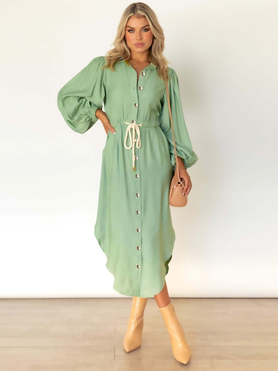 Long-Sleeved Waist-Skimming Dresses