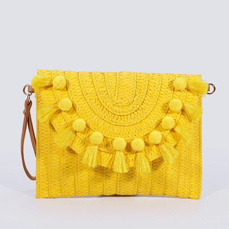 Women's Straw Solid Color Streetwear Square Magnetic Buckle Crossbody Bag