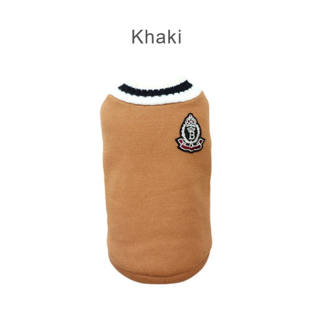 V-neck Striped Knit Vest For Dog Cat