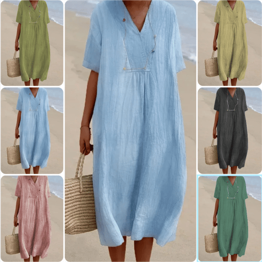 Women's Solid Color Cotton Linen Dress