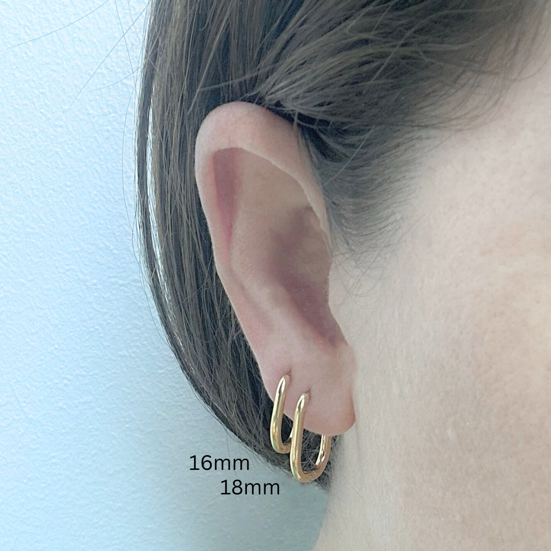 16mm Thin oval hoop - Gold