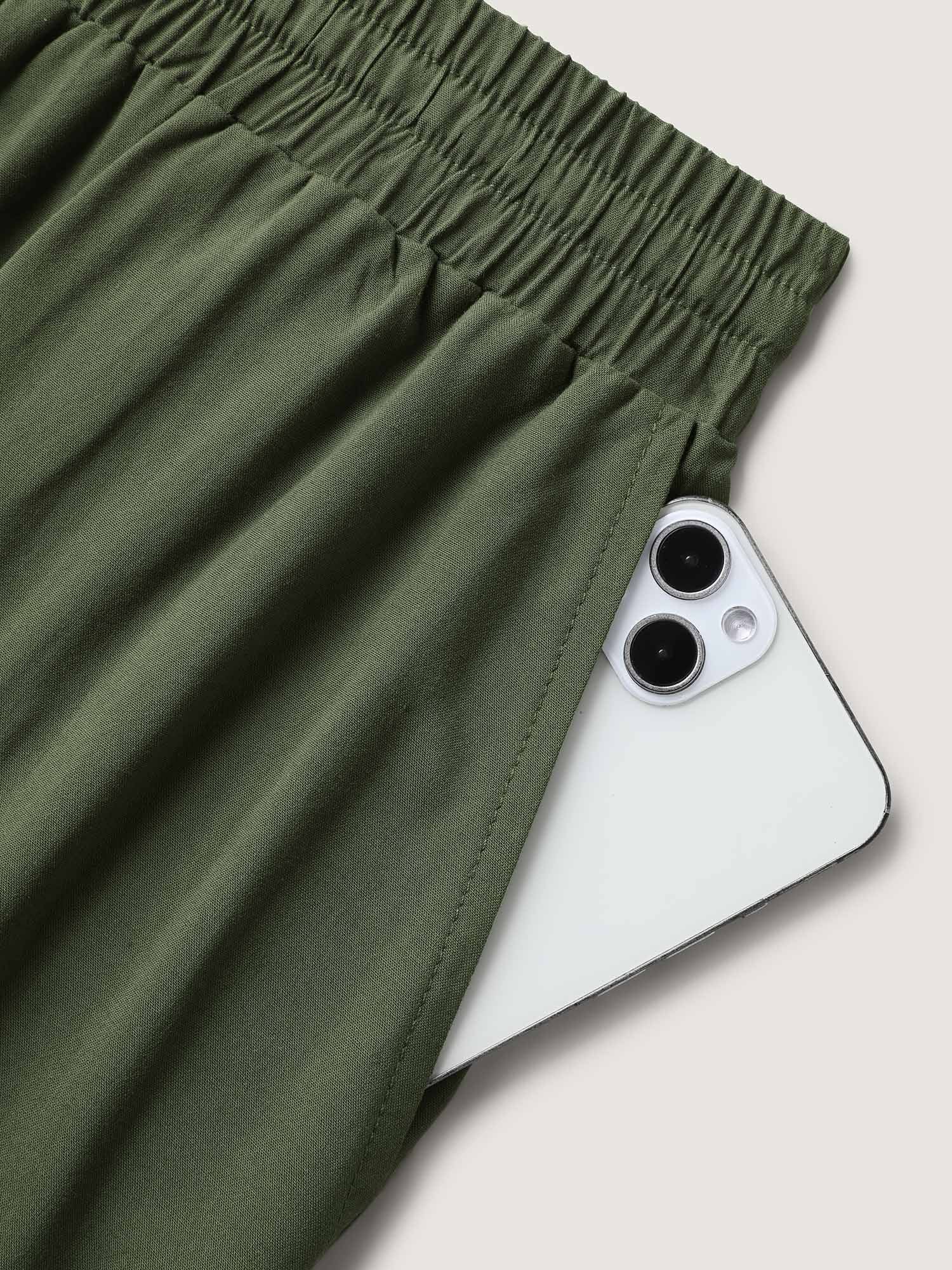 Waist Drawstring Wide-Leg Pleated Pants