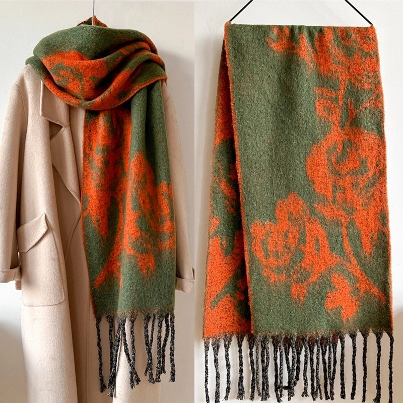 Women's Elegant Basic Minimalist Floral Imitation Cashmere Polyester Scarf