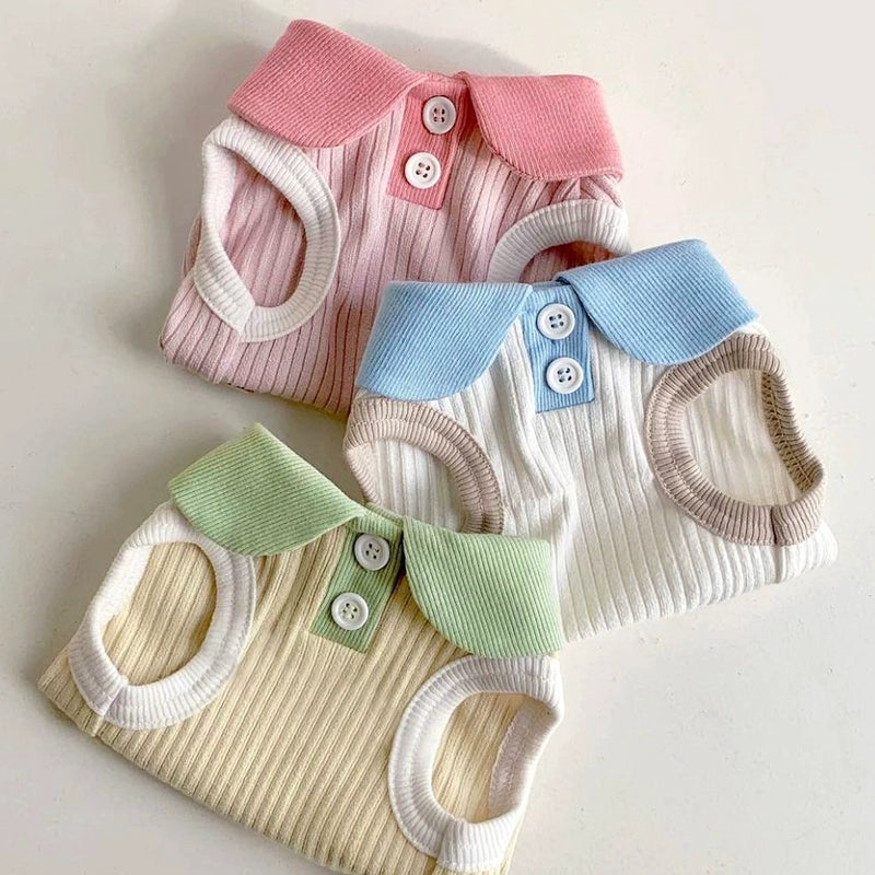 Breathable Contrast Color Collar Dog Cat Vest