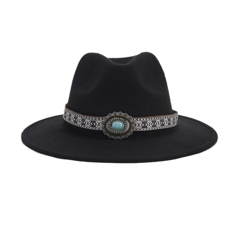 Women's Elegant Basic Solid Color Big Eaves Fedora Hat