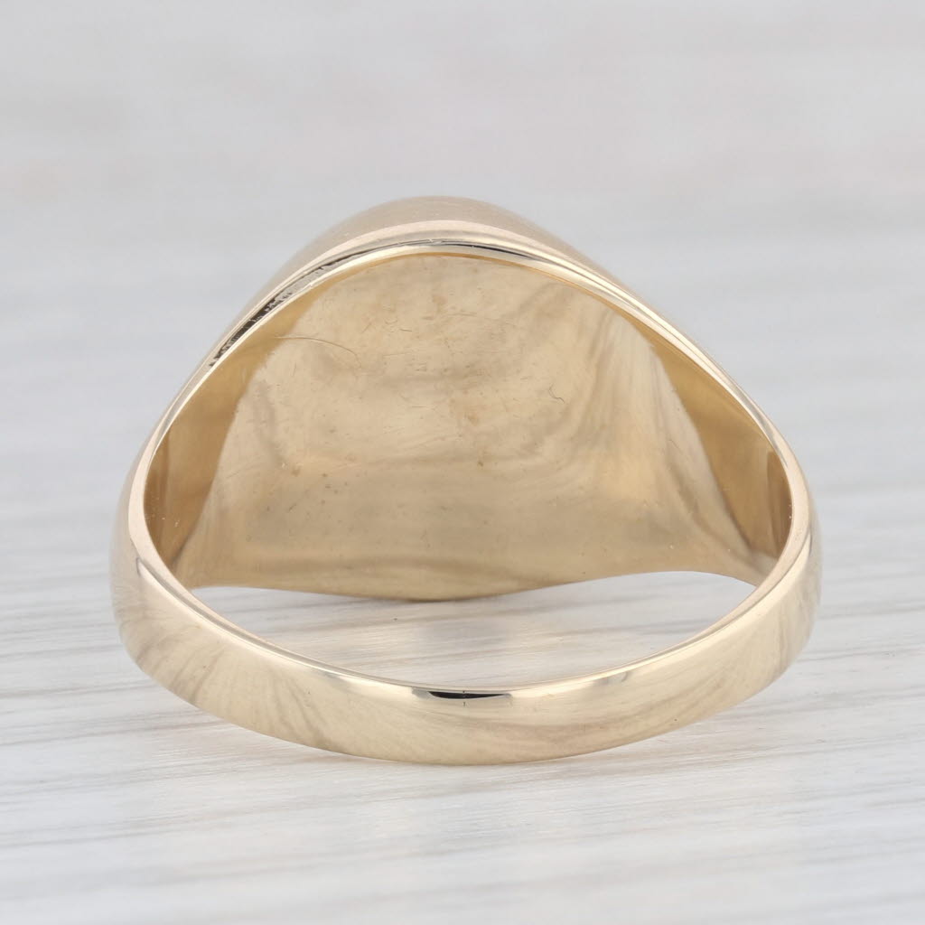 Onyx Diamond Men's Signet Ring 10k Yellow Gold Size 12 Vintage
