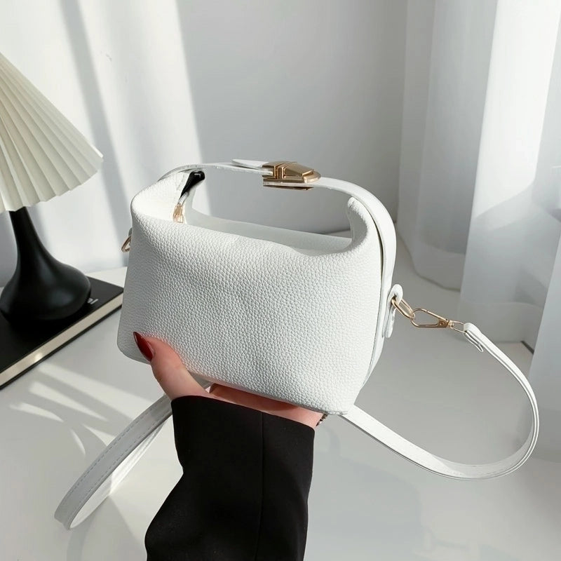 Women's Pu Leather Solid Color Basic Square Zipper Shoulder Bag Handbag Crossbody Bag