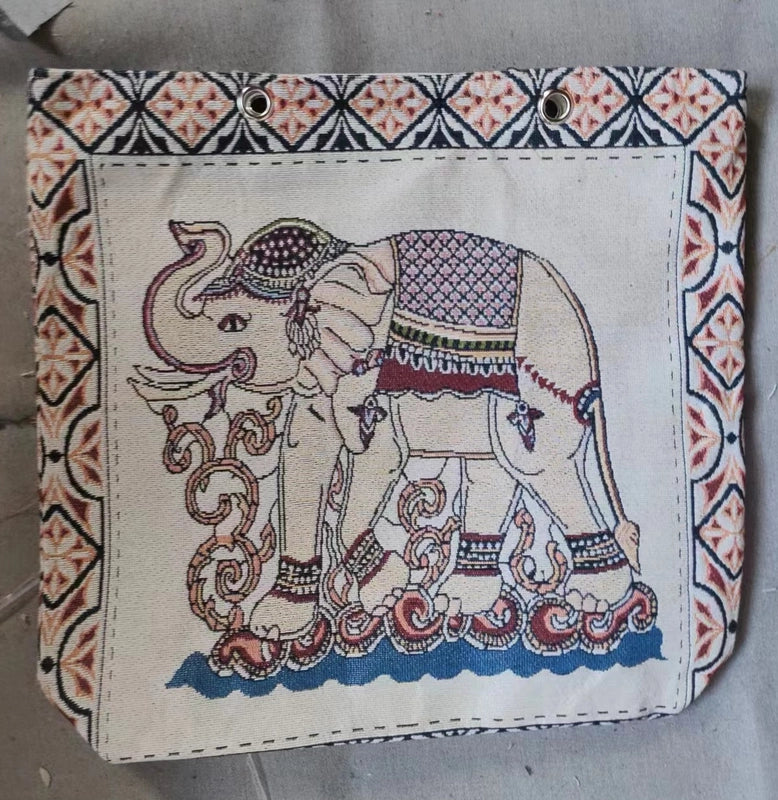 Women's Small Canvas Elephant Streetwear Square Zipper Square Bag