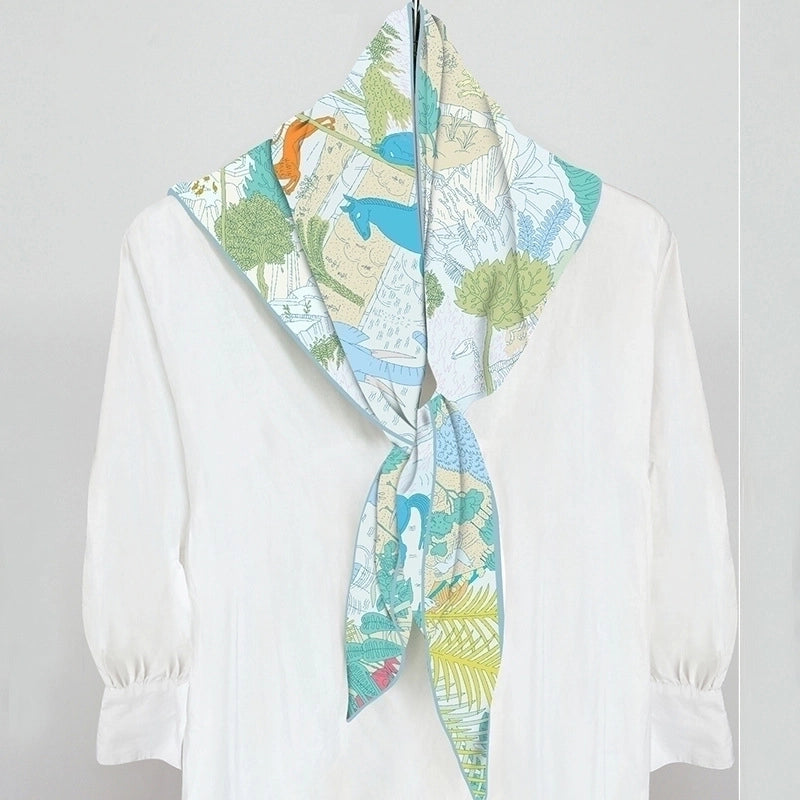 Women's Minimalist Color Block Imitated Silk Printing Silk Scarf