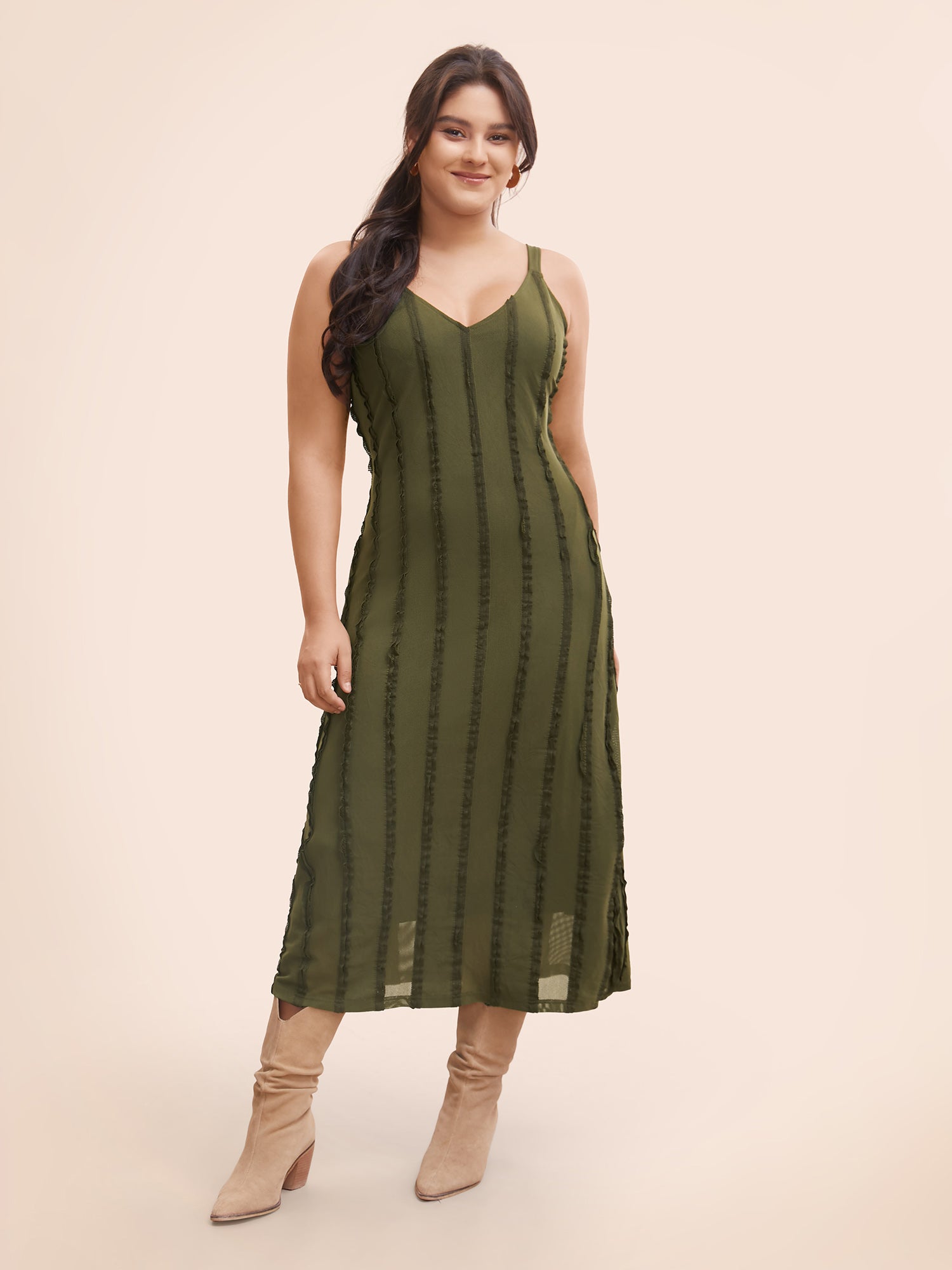 Tucked Seam Textured Cami Dress